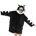 A2Z 4 Kids Girls Boys Oversized Hoodie Animal Blanket Super Soft Warm Fleece - Snuggle 957 Cat Black Kids 3-6