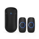 SECRUI Wireless Doorbell, Waterproof Battery Operated Door Bells 1000 Foot Long Range with 5 Volume Levels 52 Chimes Doorbells LED Light Easy Install for Home with 2 Push Buttons and 1 Receiver-Black