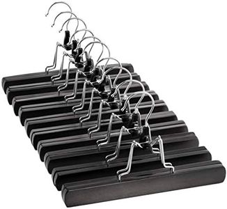 ZOBER High-Grade Smooth Finish Non Slip Wooden Cloth Hangers with Clips for Skirts, Slacks - 360° Swivel Hook - (10 Pack)