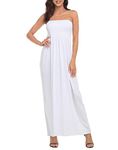 HDE Women's Strapless Maxi Dress Plus Size Tube Top Long Skirt Sundress Cover Up White