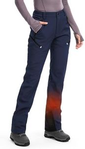 Moosehill Women's-Fleece-Lined-Hiking-Pants Waterproof Softshell Insulated Warm Thermal for Winter Outdoor Snow Ski Snowboarding with 5 Deep Zippered Pockets (Navy, 10)