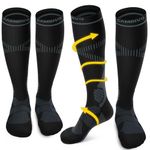 CAMBIVO 2 Pairs Compression Socks for Women and Men(20-30 mmHg), Graduated Compression for Running, Workout, Flight(HC20 Black/Gray, LXL)