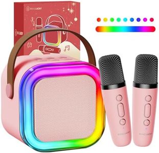 Kinglucky TOP Mini Karaoke Machine for Kids Adults (6 Magic Voices) with 14K Songs Portable Mini Karaoke Machine with 2 Wireless Microphones for Birthday Gifts Toys for Girls Ages 3-12+ Toddler, Pink