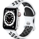 Epova Silicone Sport Strap Compatible with Apple Watch Strap 42mm 44mm 45mm 46mm 49mm, Breathable Replacement Straps for Apple Watch Ultra 2/iWatch SE Series 10 9 8 7 6 5 4 3, White/Black, Large