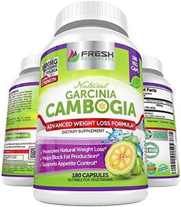 FRESH HEALTHCARE 100% Pure Garcinia Cambogia Extract - All Natural Appetite Suppressant & Weight Management Support - Concentrated 70% HCA - 180 Capsules