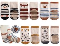 Exemaba Baby Socks with Grips Winter - 5 Pairs Toddler Cartoon Animal Floor Non Slip Socks Kids Thick Warm Anti Slip Socks for Girls Boys(B1-5 Colors,M/1-3 Years)