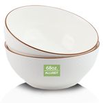 ALLUSEIT 8" Serving Bowls & Mixing Bowl, 68oz White Grid Pattern Ceramic Large Bowl Set of 2 for Salad, Soup, Pho, Pasta, Prep, Kitchen, Party etc. Microwave & Dishwasher Safe