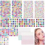 MAYCREATE® 1782pcs Rhinestones Pearl Stickers for Craft Makeup, Bling Sticky Gems Face Stickers, Acrylic Self-Adhesive Assorted Shape & Color Stone Sticker for Scrapbooking, DIY Phone Case