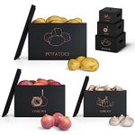 DALSHABET Potato and Onion Storage Bins, Premium Pantry Organizers and Storage, Bamboo Vegetable Garlic Keeper Solutions for an Organized Kitchen Black