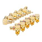 10Pcs Adapter,Gold Plated 90 Degree Right Angle Male to Female Jack L Type Audio Video AV TV Adapters