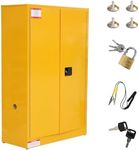 GAOMON 45 Gal Flammable Safe Cabinet, 43" x 18" x 65" Galvanized Steel Flammable Liquid Storage Cabinet with 2 Shelf, 2 Manual Closing Doors