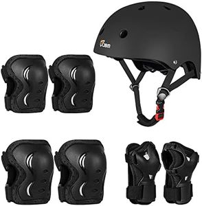 JBM Adult & Youth Skating Protective Gear Set, Skateboard Helmet, Knee Pads and Elbow Pads with Wrist Guards Set for Inline Roller Skating, Scootering, Skateboarding