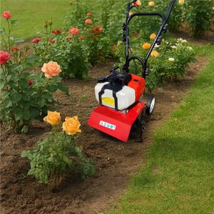 BU-KO 52cc Petrol Garden Tiller – 3HP 2-Stroke Soil Cultivator, Lightweight, Durable