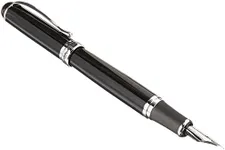 Jinhao X750 Fountain Pen Smooth Writing Silver Trim M Nib 18kgp (Matte Black)