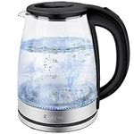 RAINBEAN Electric Kettle Water Boiler, 1.8L Electric Tea Kettle, Hot Water Boiler with LED Light, Auto Shut-Off & Boil Dry Protection, Glass Black