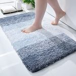 OLANLY Luxury Microfiber Bath Mat, Extra Soft and Absorbent Bathroom Mat, Non-Slip Plush Shaggy Bathroom Rug, Machine Wash Dry, Bath Rugs for Bathroom Floor, Tub and Shower, 16x24, Blue