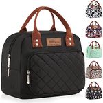 HOMESPON Lunch Bag for Woman Man Adults with Front Pocket Insulated Lunch Tote Lunch Box Container for Work Picnic or Travel(Black)