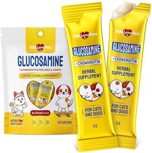 Glucosamine for Cats with Chondroitin, MSM & Taurine – Lickable Cat Joint Supplement Supports Hip Mobility & Ligament Strength – Helps Maintain Flexibility – Natural Beef Flavor – 10 Sticks in Pack