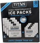 Titan Deep Freeze Combo Pack - High Performance Ice Packs for Long-Lasting Cooling, 4 x 600g & 4 x 250g, Silver