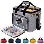 Knitting Bag for Yarn Storage, Hoshin Portable Crochet Tote Bag Yarn Organizer for Crochet Patterns and Hooks, Needles, Skeins of Yarn-Enjoy Knitting/Crocheting Anywhere(Gray)