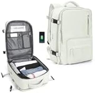 SZLX Ryanair Cabin Backpack 40 x 20 x 25 cm Underseat Luggage Cabin 45 x 36 x 20 cm Easyjet Women's Travel Bag for Men Airplane Cabin Waterproof Laptop Backpack with Shoe Compartment, C15-White(with