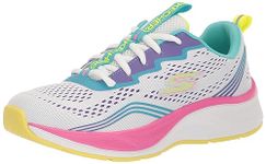 Skechers Elite Sport - Radiant Squads Lace Up Sneakers for Girls - Cushioned Insole Flexible Rubber Traction Outsole Mesh & Synthetic Upper Comfort Sneakers White