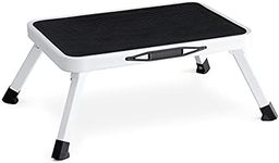 Navaris Portable Step Stool - Folding One Step Ladder - 6-3/4" High Small Foldable Lightweight Metal Stool with Carry Handle - 330 lbs. Max Capacity