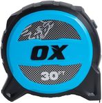 OX Tools Tape Measure 30 ft Pro Tuff Blade 1 ¼ Inch Wide Locking Measuring Tape, Tough Shock Proof Casing & Smooth Retrieval, 10 ft Stand Out, OX-P506030