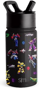 Simple Modern Transformers Kids Water Bottle with Straw Lid | Reusable Insulated Stainless Steel Cup for School | Summit Collection | 14oz, Transformer Block Nation