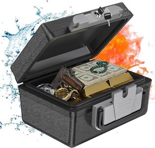 WASJOYE Fireproof Waterproof Safe Box Fireproof Safe with Key Lock, Portable Safe Box for Home Car Business Office Outdoor Documents Money Passport Cash Jewellery Valuables Storage 11.0L Capacity,