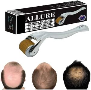 ALLURE DERMA ROLLER HAIR GROWTH PROMOTER 192 REAL INSERTED TITANIUM MICRO NEEDLES BALDNESS TREATMENT (0.5mm)