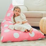 Butterfly Craze Bean Bag Chair Cover, Functional Toddler Toy Organizer, Fill with Stuffed Animals to Create a Jumbo, Comfy Floor Lounger for Boys or Girls, Stuffing Not Included, Light Pink Polka Dots