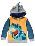 Toddler Boys Hoody Jacket Cartoon Dinosaur Zipper Packaway Spring Hoodies Yellow Size 5-6 Years 6T Halloween Christmas Thanksgiving Gift