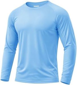 Boladeci Rash Guard for Men Long Sleeve Tee Shirts SPF 50 Sun UV Protection Clothing Lightweight Breathable Quick Dry Athletic Running Swimming (Blue)