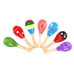 Baby Maracas 7Pcs Wooden Baby Maracas Maracas Baby Maracas Wooden Fiesta Wooden Maracas for Party Favors, Classroom Prize Supplies Musical Instrument (Color Random)