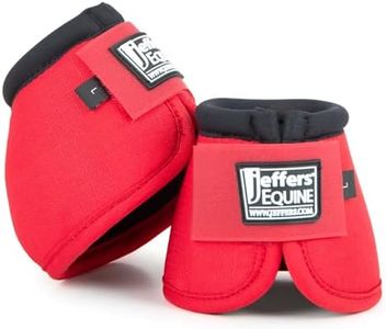 Jeffers Equine Ballistic Bell Boots - Red, Medium | Shock Absorbing Hoof Protection for Horses | Secure Double Hook & Loop Closure, Perfect for Travel, Training, & Equestrian Riding