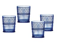 Double Old Fashioned Whiskey Glasses Beverage Glass Cup Blue Claro by Godinger - Set of 4