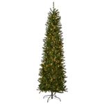 National Tree Company Artificial Pre-Lit Slim Christmas Tree, Green, Kingswood Fir, White Lights, Includes Stand, 7.5 Feet