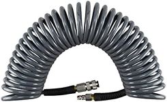 aunstarwei Air Compressor Hose Polyurethane(PU) Recoil Grey with 1/4" Europe Quick Coupler and Plug Fittings, 10m Length