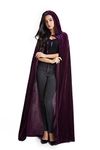 Crizcape Unisex Halloween Costume Cape Hooded Velvet Cloak for Men and Womens Purple