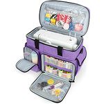 CURMIO Sewing Machine Carrying Case, Universal Tote Bag with Bottom Base Feet Pad Compatible with Most Standard Sewing Machine and Accessories, Purple (Bag Only)