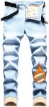Qazel Vorrlon Men's Fleece Lined Jeans for Men Winter Warm Flannel Lined Jeans Mens Skinny Slim Fit Stretch Denim Pants Blue, Size 40