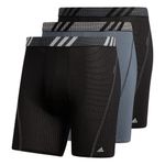 adidas Men's Sport Performance Mesh Boxer Brief Underwear (3-Pack), Black/Onix Grey/Black, Large