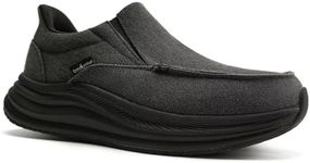 Men's Orthopedic Casual Shoes: Plantar Fasciitis Heel Spur Flat Feet Neuropathy High Arch Supportive Sneakers, Cushioned Vintage Outdoor Travel Driving Canvas Loafers Black Size 11.5