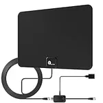 1byone Amplified HD Digital TV Antenna - Support 4K 1080p and All Older TV's - Indoor Smart Switch Amplifier Signal Booster - Coax HDTV Cable/AC Adapter (Black)