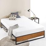 Zinus Suzanne King Size Bed frame - Bed 150x200 cm - 36 cm Height - Bamboo and Metal Platform Bed frame with Wood Slat support - Chestnut Brown