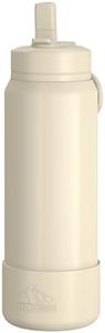 Hydrapeak 26oz Insulated Water Bottle w/Straw Lid, 26oz Metal Water Bottle Keeps Cold for 24hrs, Insulated Water Bottle 26 Oz, Stainless Steel Water Bottle with Straw, Matching Boot (Modern Cream)