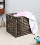 AKWAY Wicker wardrobe basket for storage, cloths, newspapers, photos, toys, plants or other memorabilia (Black, 12.5W x 13.5L x 12.5H)