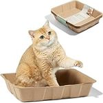 Vealind A Set of 5 Disposable Cat Litter Box 100% Recycled Paper Kitten Litter Tray for Indoor/Outdoor Cats Suitable for Kitty Rabbit Hamster, 41.5 * 35 * 8cm (5PCS)