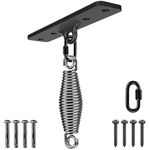 Dolibest Heavy Bag Hanger, Wall Ceiling Mount Hook for Punching Bags, Body Weight Strength Training Systems, Wood Beam Holder with Spring and 2 Carabiners, 4Wood Screws for Wooden Sets